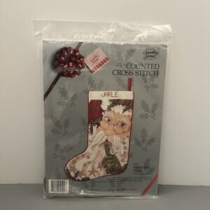 Candamar Something Special Cross Stitch 1990 Kit Santa and Stars Stocking NOS